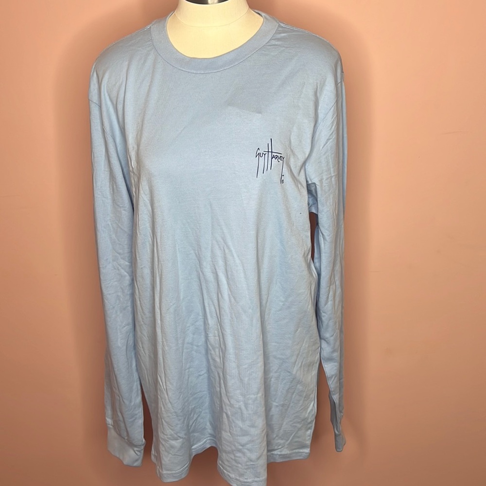 NWT Guy Harvey Men's Light Blue Long Sleeve Shirt